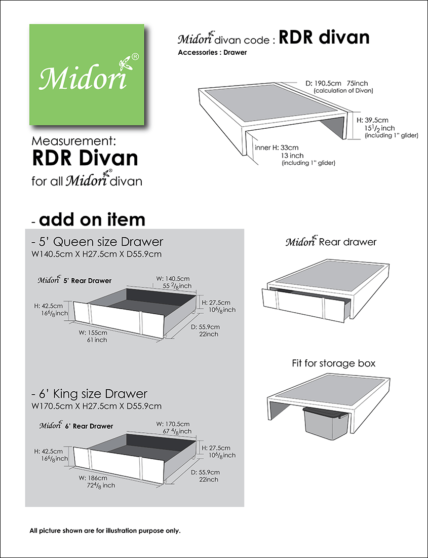Midori Furnishing & Bedding - Divan RDR Measurement