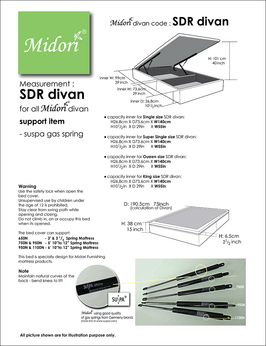 Midori Furnishing & Bedding - Divan SDR Measurement